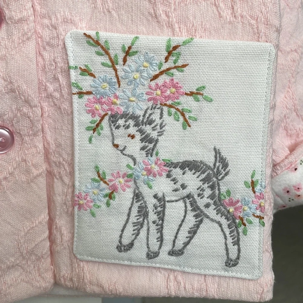 NWOT Handmade Baby Pink Jacket w/ Embroidery 100% Cotton - Picture 2 of 7